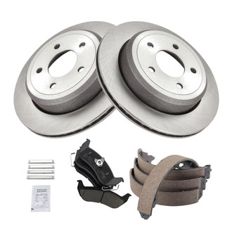 TRQ® - Rear Disc Brake Kit with Ceramic Pads and Shoes