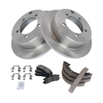 TRQ® - Rear Disc Brake Kit with Ceramic Pads and Shoes