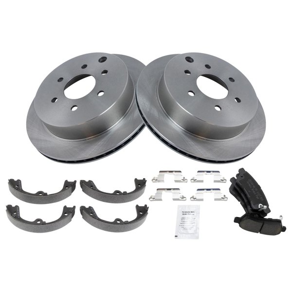 TRQ® - Rear Disc Brake Kit with Ceramic Pads and Shoes