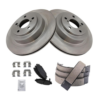 TRQ® - Rear Disc Brake Kit with Ceramic Pads and Shoes