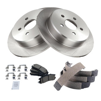 TRQ® - Rear Disc Brake Kit with Ceramic Pads and Shoes