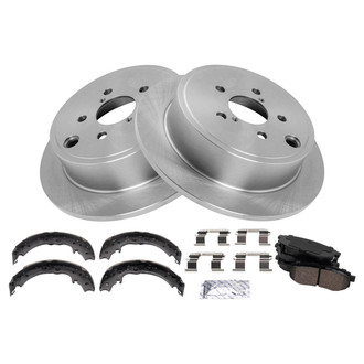 TRQ® - Rear Disc Brake Kit with Ceramic Pads and Shoes
