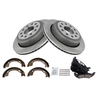TRQ® - Rear Disc Brake Kit with Ceramic Pads and Shoes