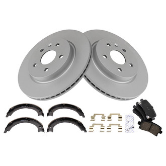 TRQ® - Rear Disc Brake Kit with Ceramic Pads and Shoes