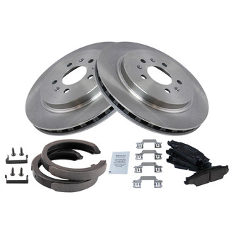 TRQ® - Rear Disc Brake Kit with Ceramic Pads and Shoes