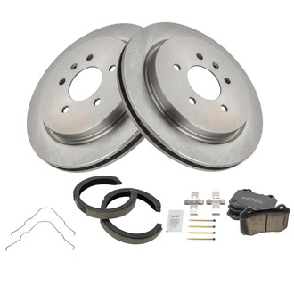 TRQ® - Rear Disc Brake Kit with Ceramic Pads and Shoes
