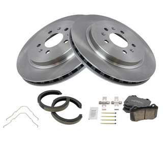TRQ® - Rear Disc Brake Kit with Ceramic Pads and Shoes