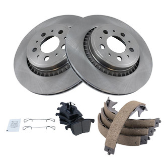 TRQ® - Rear Disc Brake Kit with Ceramic Pads and Shoes