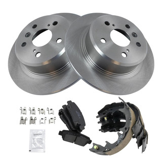 TRQ® - Rear Disc Brake Kit with Ceramic Pads and Shoes