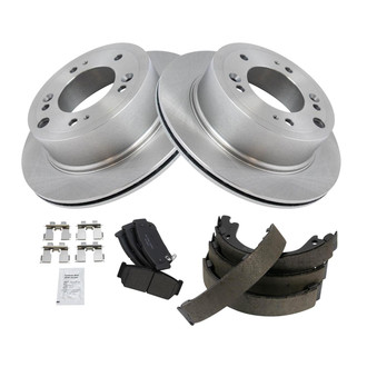 TRQ® - Rear Disc Brake Kit with Ceramic Pads and Shoes