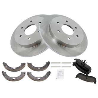 TRQ® - Rear Disc Brake Kit with Ceramic Pads and Shoes