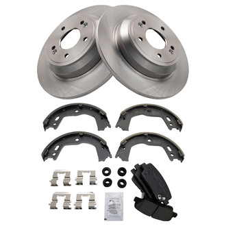 TRQ® - Rear Disc Brake Kit with Ceramic Pads and Shoes