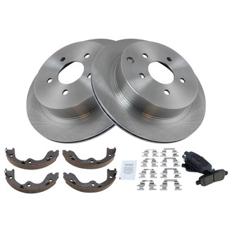 TRQ® - Rear Disc Brake Kit with Ceramic Pads and Shoes