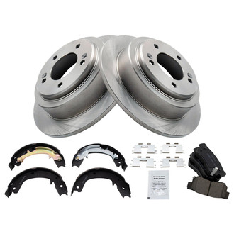 TRQ® - Rear Disc Brake Kit with Ceramic Pads and Shoes
