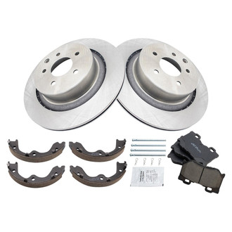 TRQ® - Rear Disc Brake Kit with Ceramic Pads and Shoes
