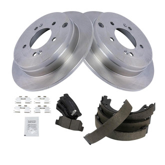 TRQ® - Rear Disc Brake Kit with Ceramic Pads and Shoes