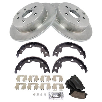 TRQ® - Rear Disc Brake Kit with Ceramic Pads and Shoes