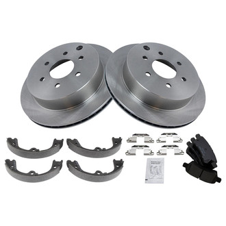 TRQ® - Rear Disc Brake Kit with Ceramic Pads and Shoes