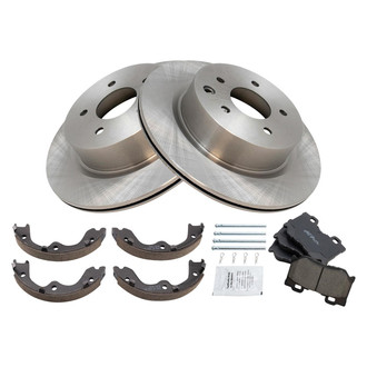 TRQ® - Rear Disc Brake Kit with Ceramic Pads and Shoes