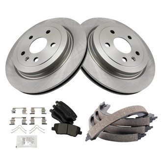 TRQ® - Rear Disc Brake Kit with Ceramic Pads and Shoes
