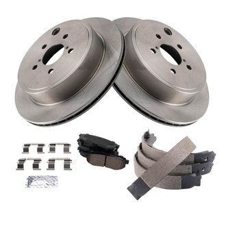 TRQ® - Rear Disc Brake Kit with Ceramic Pads and Shoes