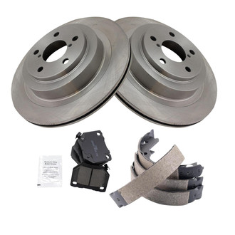 TRQ® - Rear Disc Brake Kit with Ceramic Pads and Shoes