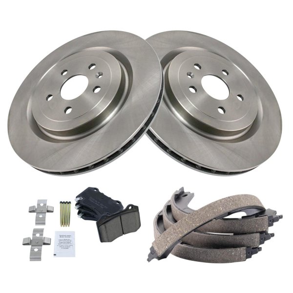 TRQ® - Rear Disc Brake Kit with Ceramic Pads and Shoes