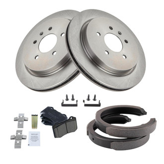 TRQ® - Rear Disc Brake Kit with Ceramic Pads and Shoes