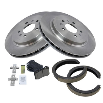 TRQ® - Rear Disc Brake Kit with Ceramic Pads and Shoes