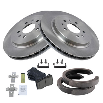 TRQ® - Rear Disc Brake Kit with Ceramic Pads and Shoes