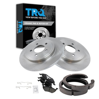 TRQ® - Rear Disc Brake Kit with Ceramic Pads and Shoes