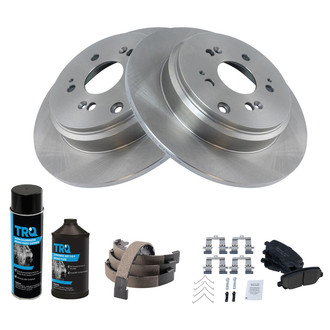TRQ® - Rear Disc Brake Kit with Ceramic Pads and Shoes