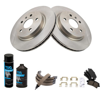 TRQ® - Rear Disc Brake Kit with Ceramic Pads and Shoes