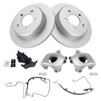 TRQ® - Rear Disc Brake Kit with Semi-Metallic Pads, Calipers and Hoses