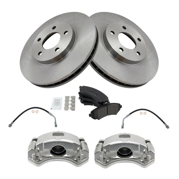 TRQ® - Front Disc Brake Kit with Semi-Metallic Pads, Calipers and Hoses