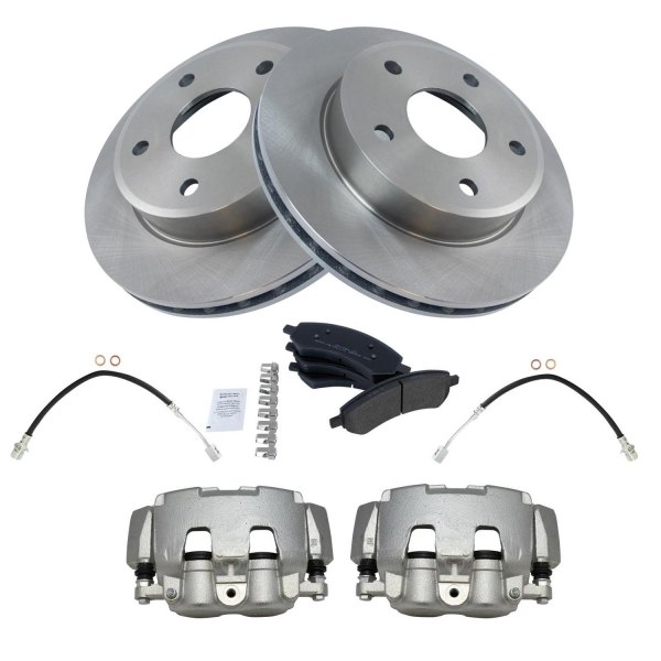 TRQ® - Front Disc Brake Kit with Semi-Metallic Pads, Calipers and Hoses