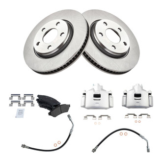 TRQ® - Front Disc Brake Kit with Semi-Metallic Pads, Calipers and Hoses