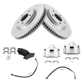 TRQ® - Front Disc Brake Kit with Semi-Metallic Pads, Calipers and Hoses
