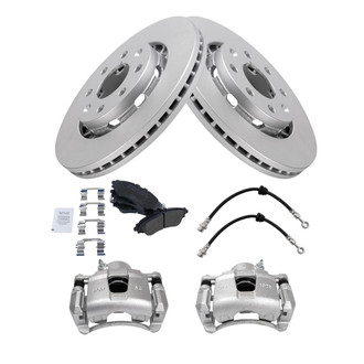 TRQ® - Front Disc Brake Kit with Semi-Metallic Pads, Calipers and Hoses