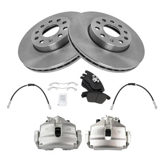 TRQ® - Front Disc Brake Kit with Semi-Metallic Pads, Calipers and Hoses