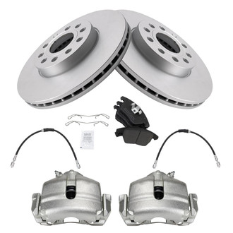 TRQ® - Front Disc Brake Kit with Semi-Metallic Pads, Calipers and Hoses