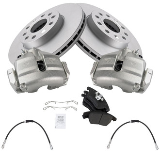 TRQ® - Front Disc Brake Kit with Semi-Metallic Pads, Calipers and Hoses