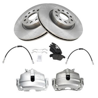 TRQ® - Front Disc Brake Kit with Semi-Metallic Pads, Calipers and Hoses