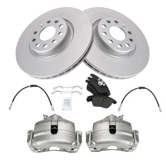 TRQ® - Front Disc Brake Kit with Semi-Metallic Pads, Calipers and Hoses