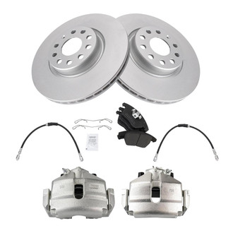 TRQ® - Front Disc Brake Kit with Semi-Metallic Pads, Calipers and Hoses