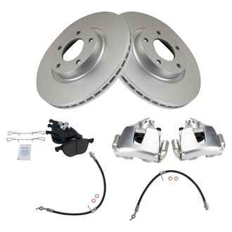 TRQ® - Front Disc Brake Kit with Semi-Metallic Pads, Calipers and Hoses