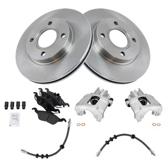 TRQ® - Front Disc Brake Kit with Semi-Metallic Pads, Calipers and Hoses