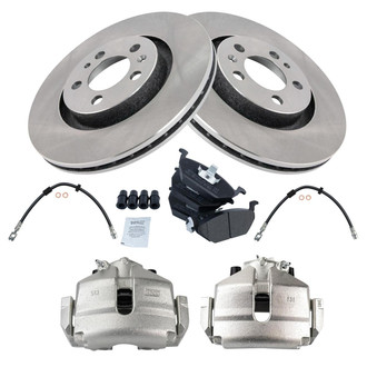 TRQ® - Front Disc Brake Kit with Semi-Metallic Pads, Calipers and Hoses