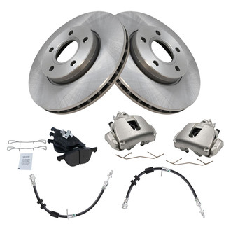 TRQ® - Disc Brake Kit with Semi-Metallic Pads, Calipers and Hoses