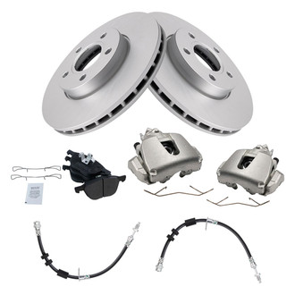 TRQ® - Front Disc Brake Kit with Semi-Metallic Pads, Calipers and Hoses